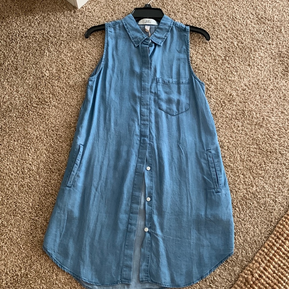 Chambray sleeveless dress